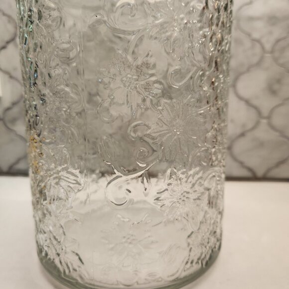 Princess House Fantasia Cookie Jar & Lid #569 Round Poinsettia Canister Vintage - Picture 10 of 10